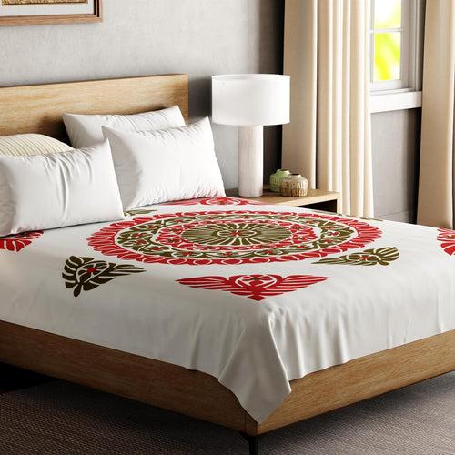 Applique Bed Cover Cream Rust & Brown - 90x108