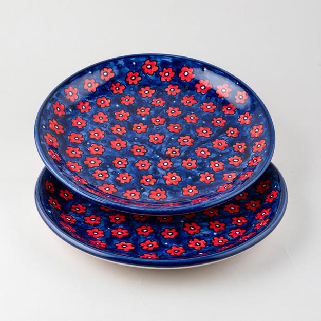 Blue Floral Hand-painted Ceramic Dinner Plate 10 Inch Set of 2