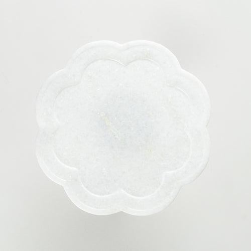 Marble & Wood Platter in Floral Shape - Size 8"