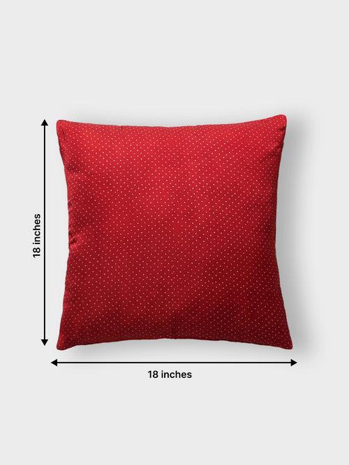 Ajrakh Modal Silk Cushion Cover Red White Dots 18x18