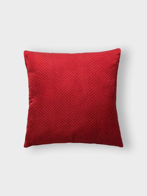 Ajrakh Modal Silk Cushion Cover Red White Dots 18x18