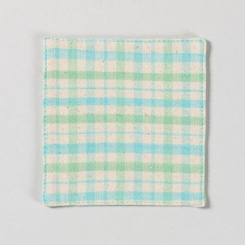 Hand Woven Blue/Green Fabric Coasters Set of 4 - 4x4