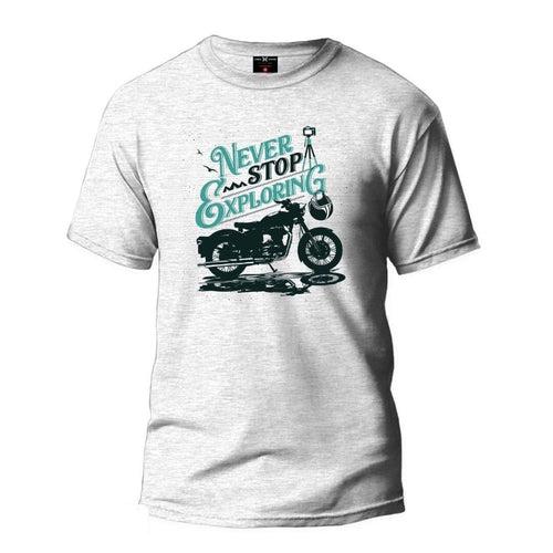 Never Stop Exploring Biker's T-Shirt