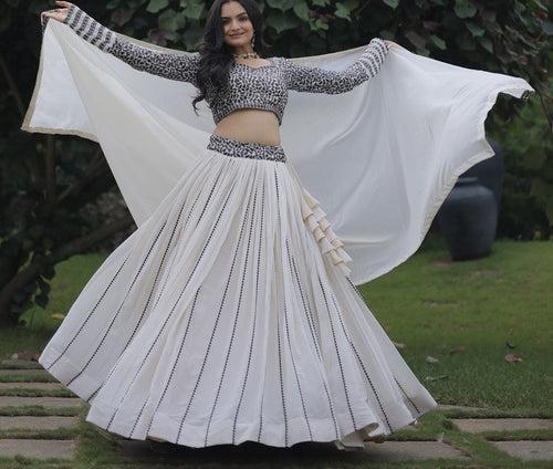 Beautiful White Color Georgette Fabric Party Wear Lehenga