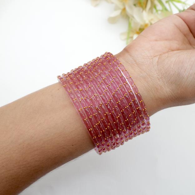 Raindrop Crystal Cut Glass Bangles - Onion