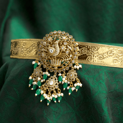 Victorian AD Peacock Pendant Bridal Hip Belt