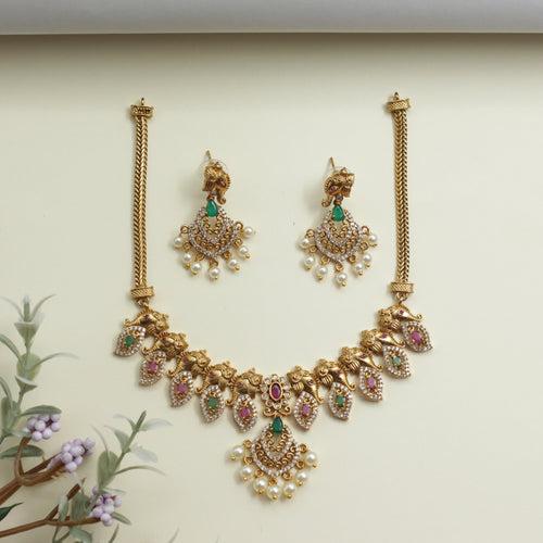 Kids Friendly AD Ganesha Face Bridal Necklace