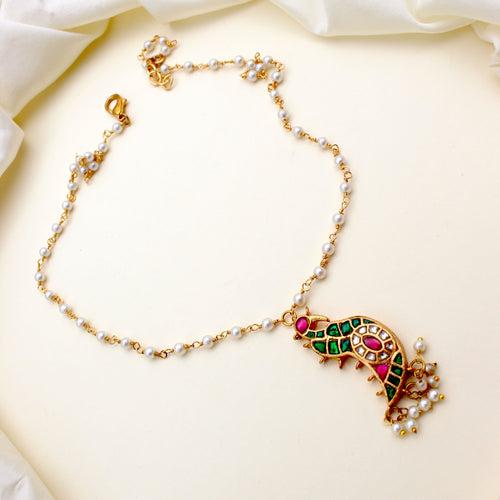 Handmade Bird Jadau Kundan Contemporary Short Kids friendly Pearl Mala