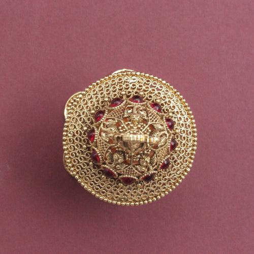 Antique Gold Nagas Kemp Lakshmi Kumkum Box/Sindoor Dabbi