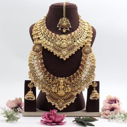 Heavy Nagas Lakshmi Coin Premium Kemp Semi Bridal Combo