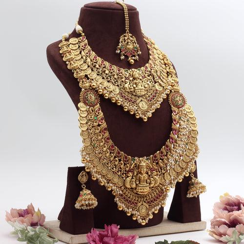 Heavy Nagas Lakshmi Coin Premium Kemp Semi Bridal Combo