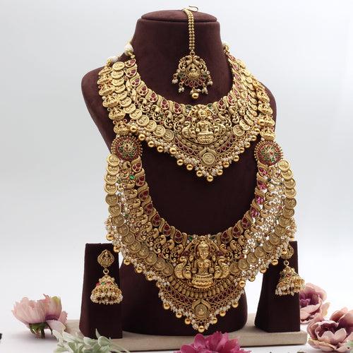 Heavy Nagas Lakshmi Coin Premium Kemp Semi Bridal Combo