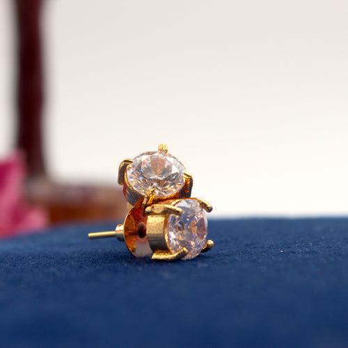 Real Gold Tone Single Stone Studs