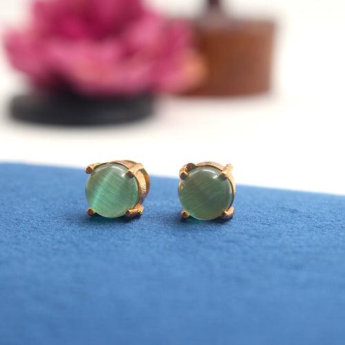 Real Gold Tone Single Stone Studs