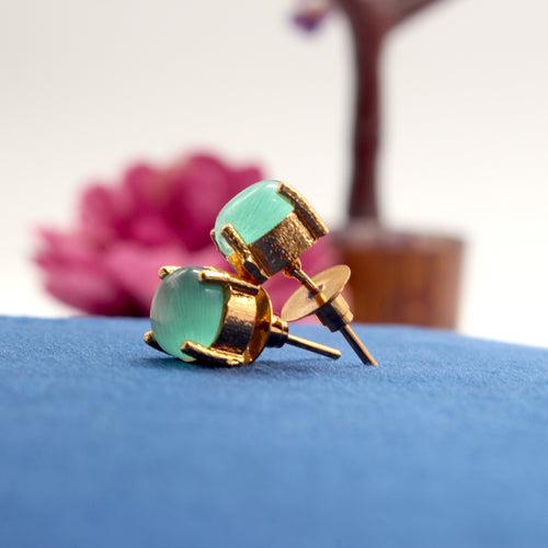 Real Gold Tone Single Stone Studs