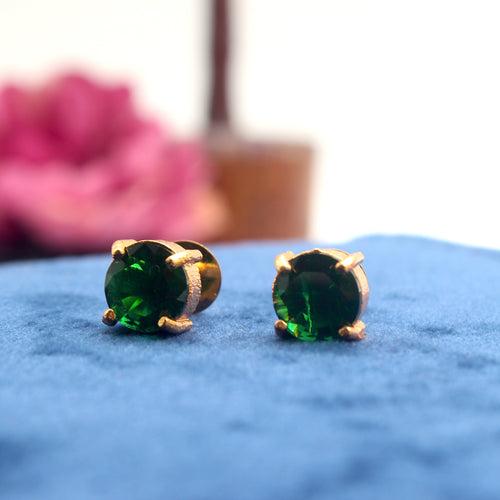 Real Gold Tone Single Stone Studs