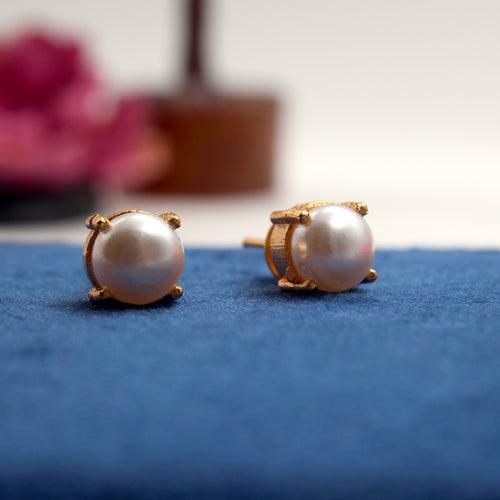 Real Gold Tone Single Stone Studs