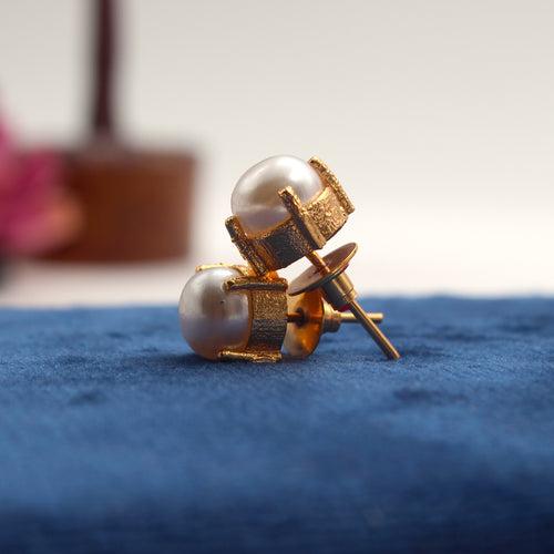 Real Gold Tone Single Stone Studs