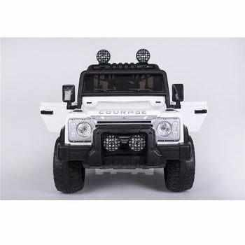 White and Black Battery-Operated Kids Courage Jeep Car with one trunk | Safety belt & 4 wheels suspension