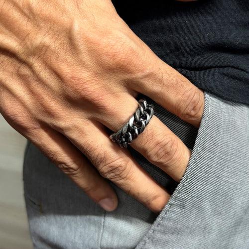 Men's Street Ring in oxidized combo