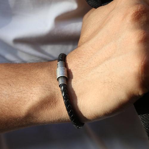 Classic 5mm Round Braided Black Leather Bracelet