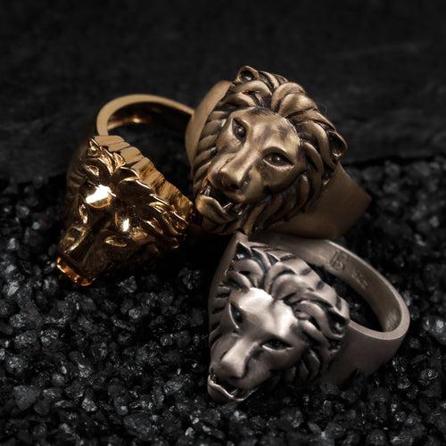 Poised Royal Lion Ring in 925 Sterling Silver with Oxidized matte finish