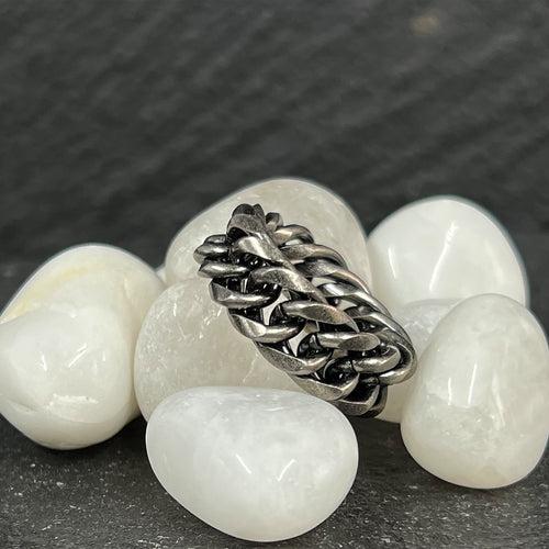 Men's Street Cuban link Ring in oxidized finish