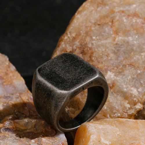 Solid Signet ring in Vintage oxidized finish