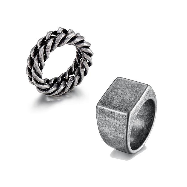 Men's Street Ring in oxidized combo