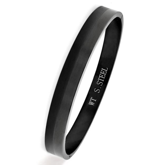 Matte-Gloss Harmony Cuff Bracelet in Black.