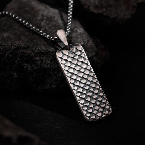 Dragon scale Tag Pendant in 925 Sterling silver