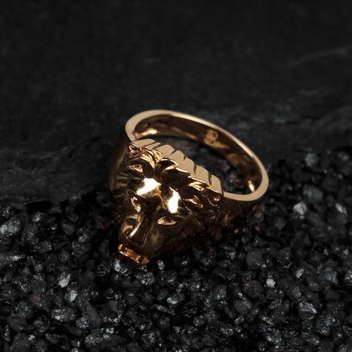 Poised Royal Lion Ring In Gold finish