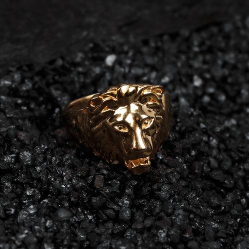 Poised Royal Lion Ring In Gold finish