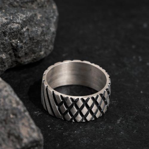 2 way wearable Diamond pattern ring in Solid 925 sterling silver