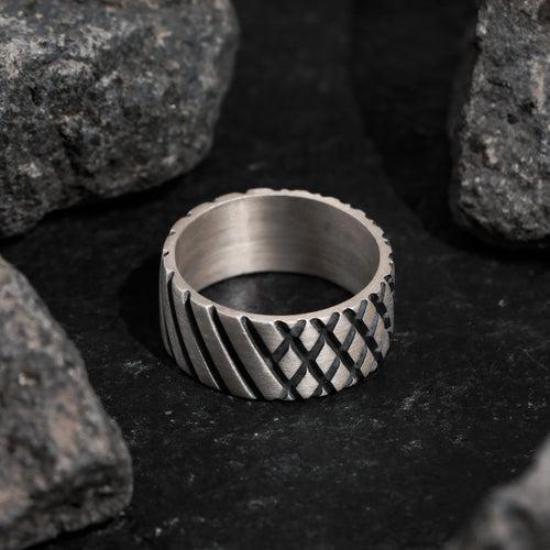 2 way wearable Diamond pattern ring in Solid 925 sterling silver