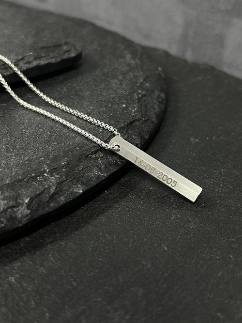 Mens Engravable Solid Bar pendant in Stainless steel