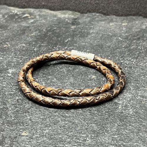 4mm Double Wrap Bracelet in Genuine Brown Leather