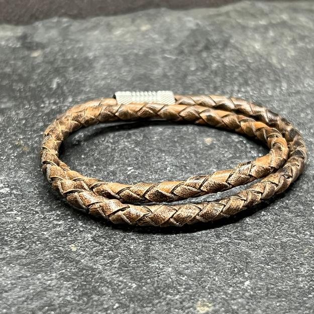 4mm Double Wrap Bracelet in Genuine Brown Leather