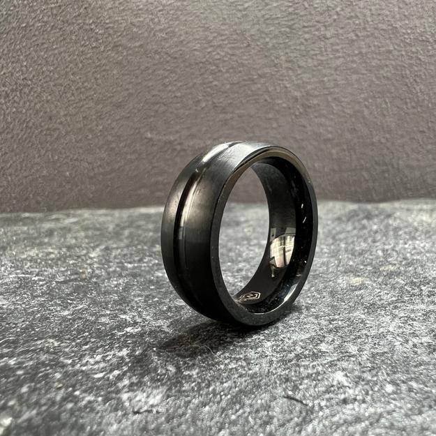 Matte Black Brushed Classic Men's Stainless Steel Ring