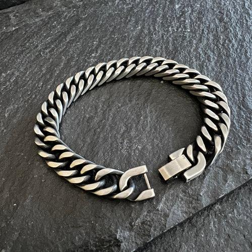 Men's  oxidized Cuban Bracelet  IN 10 MM