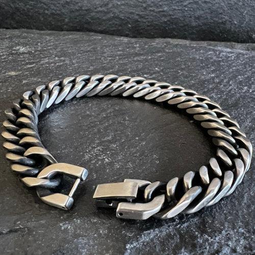 Men's  oxidized Cuban Bracelet  IN 10 MM