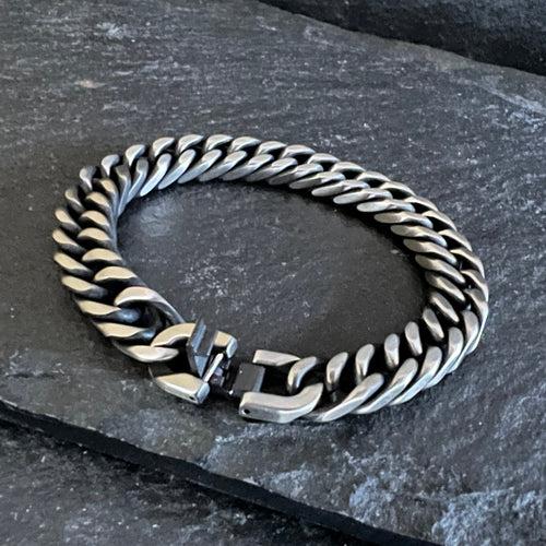 Men's  oxidized Cuban Bracelet  IN 10 MM