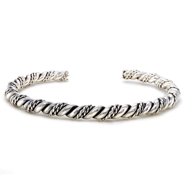 Twisted Rope Cuff kada bracelet in 925 Sterling silver