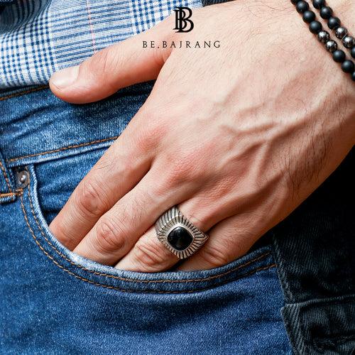 Vintage Signet Ring with Black Onyx Gemstone, in 925 Sterling silver