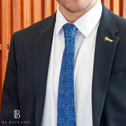 Floral Buzz Silk Tie, Royal Blue