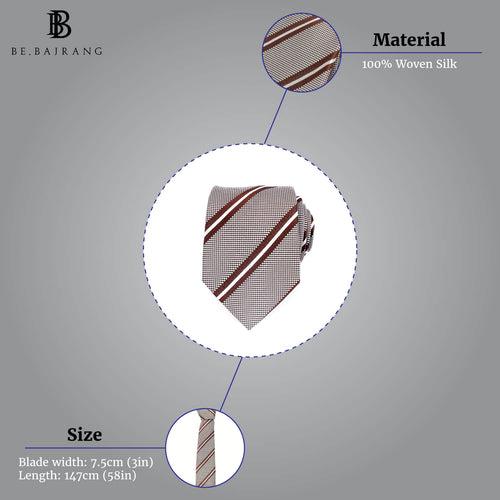 Classic Striped Silk Tie, Brown & White