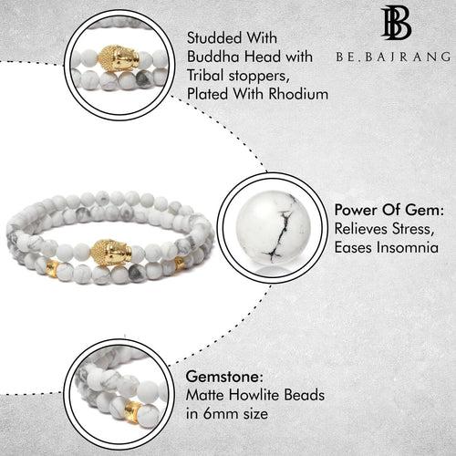 Buddha Double Wrap Bracelet in Howlite Gemstone Beads