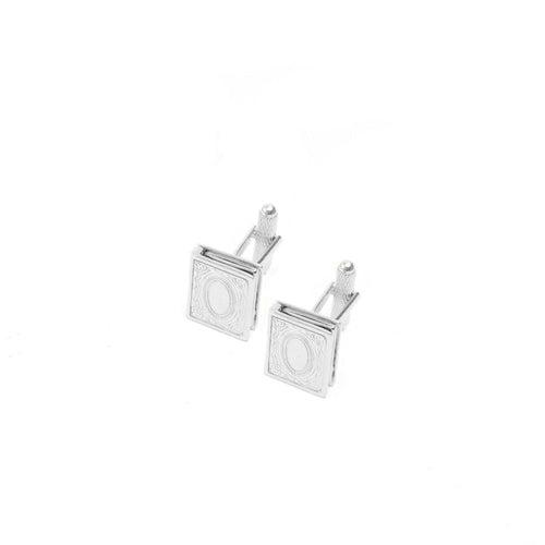 Secret Book Cufflink set in white Gold Plating