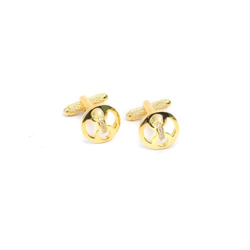 Art Deco Button Cufflink Set in Gold plating