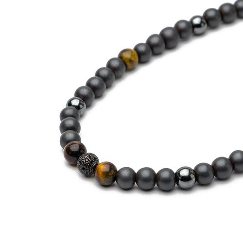 Boho Link beaded chain with Tiger eye and Hematite Gemstones